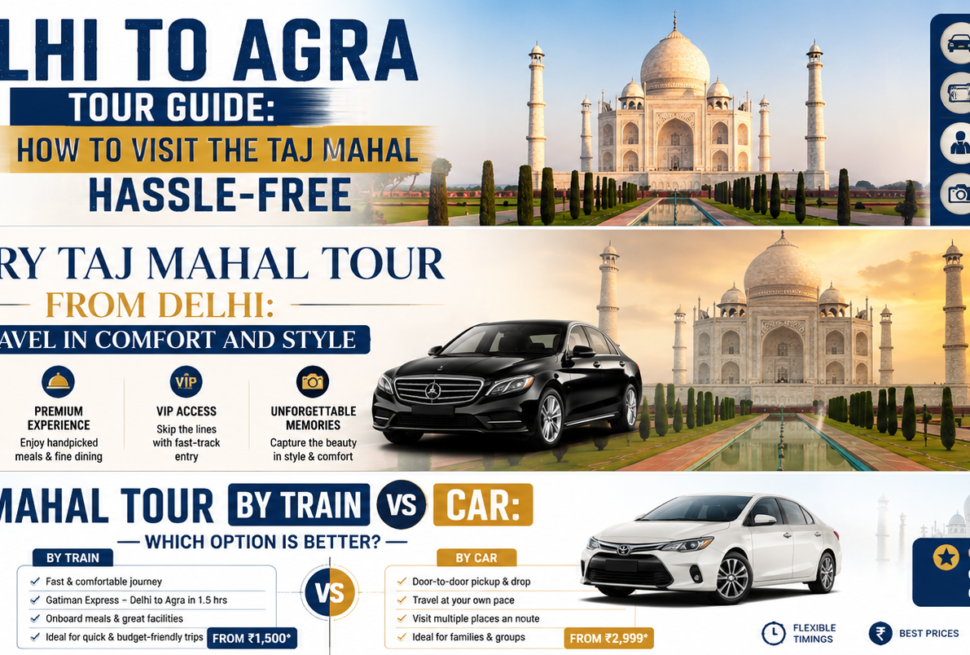 Golden Triangle Tour with Taj Mahal featuring the iconic landmarks of Delhi, Agra, and Jaipur in India
