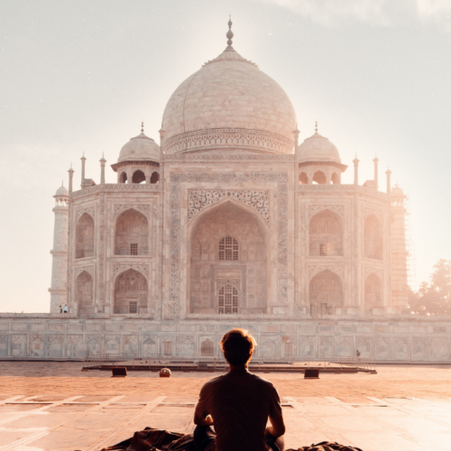 Taj-Mahal with lady backside