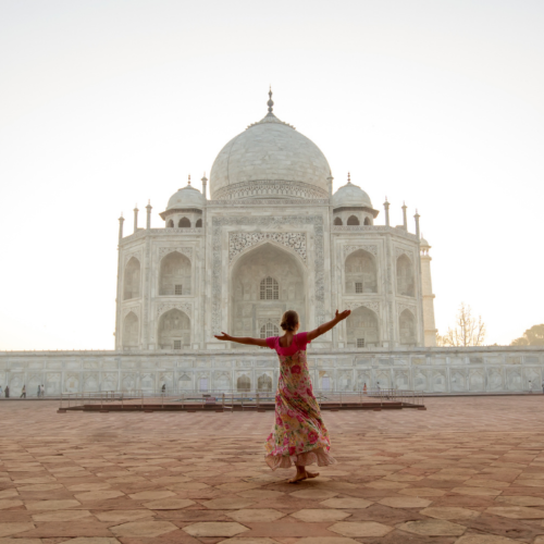 Taj-Mahal with lady
