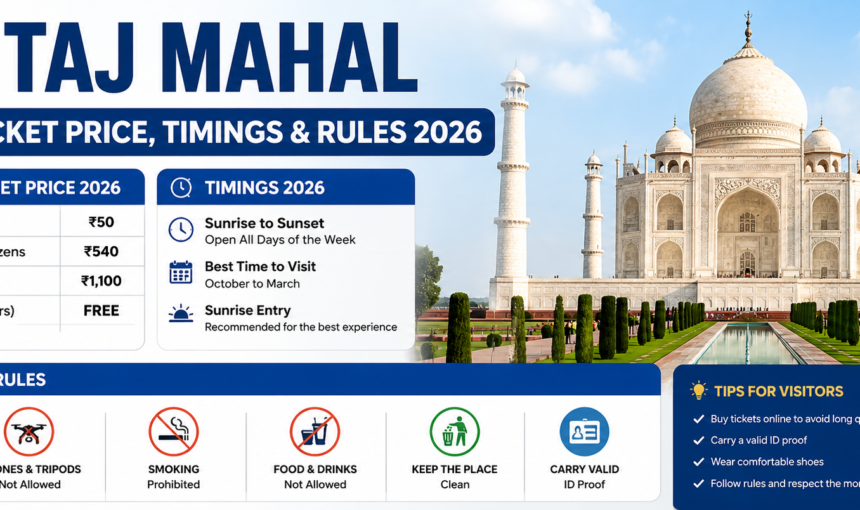 Taj Mahal Entry Ticket Price, Timings & Rules 2026